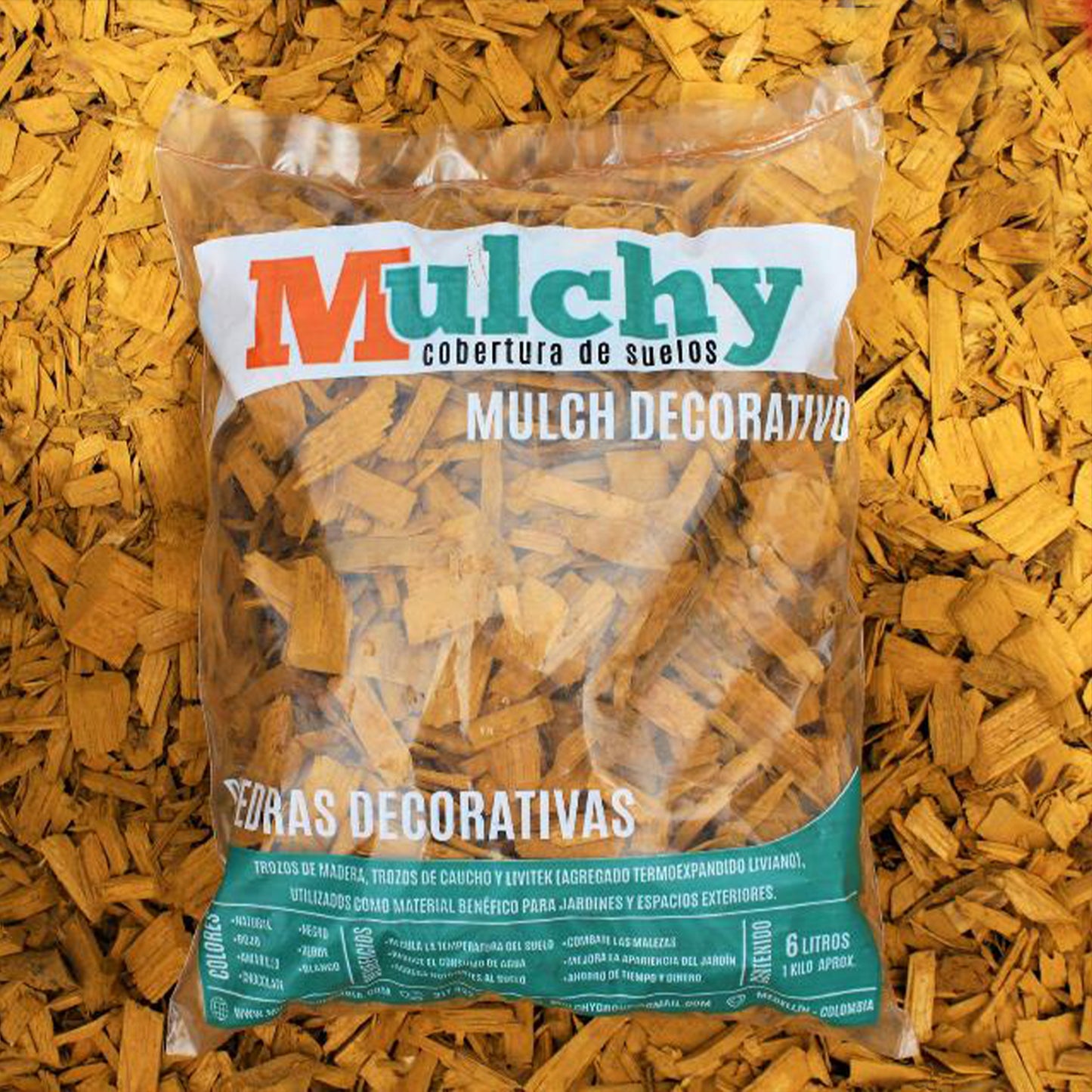 Mulch Amarillo 1 Kg Tapete Orgánico Decorativo.