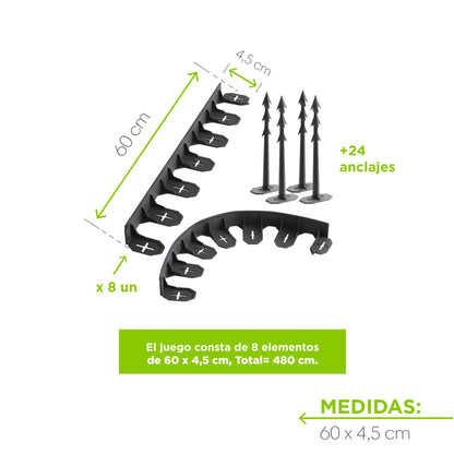 Borde Plástico Para Jardín 4.8 Metros Medidas | Jardineria.io